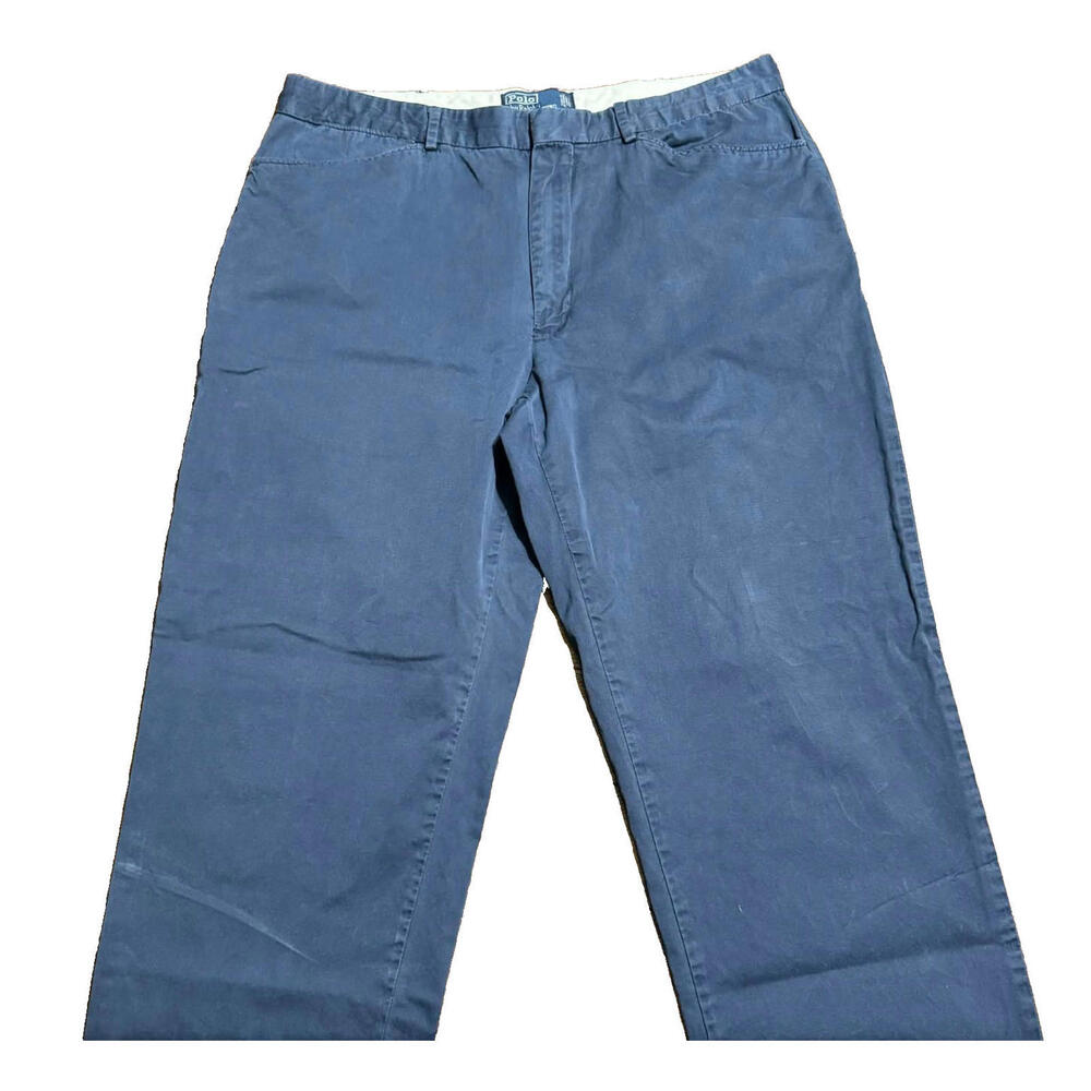 VTG Polo Ralph Lauren Chino Pants Men 36x30 Made in USA  Navy Blue 100% Cotton
